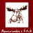 Animated icon shows a moose head with antlers on red background, transitioning to text and animal silhouettes.