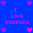 Blue background with pink and purple pixelated hearts and repeated text "I LOVE BARBARA" in pink pixelated font.