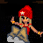 Pixel art buddy icon featuring a cartoon character with red hat and pink text "LIL CUTIE" on black background, part of an animated contact sheet.