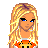 Pixel art image of a blonde woman with blue eyes, a tiger-themed outfit, and orange text reading "Wanna Sleep With Me?" below.