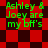 Green text on red and dark brown checkered background with two distinct patterns, one square and one diamond