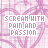 A static image with a repeating pattern of pink bicycle wheels on a light purple background, overlaid with pixelated text reading "SCREAM WITH PAINTED PASSION" in white.