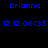 Blue text 'brianna' and date-stamped '12.12.08<33' appear on black background with green rectangular overlays in various positions.
