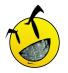 A static yellow circular emoji-style icon with a wide toothy grin, black curved eyebrows, and pixelated facial features on a white background.
