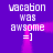 Pixelated text 'vacabon was awsome =]' on purple background with pink light effects.