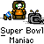 Animated contact sheet of a pixel art character in various Super Bowl-themed scenes with repeated text and props.
