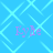Blue background with light blue diamond pattern and four instances of purple text reading 'Kybe' in a arrangement