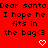 Red background with repeated black text "Dear santa I hope he fits in the bag<3" and white pixelated heart/arrow symbols changing across frames.