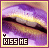 Pixelated close-up of lips with purple and yellow gradient, bordered by dark outline, featuring "KISS HE" text below.