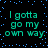 Pixelated text repeats across a black background with scattered blue dots, forming a of identical phrases