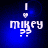Blue background with white pixelated text 'I ❤️ mikey ??' showing subtle animation changes