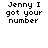 Animated sequence showing text changes and red heart animations over a numeric keypad background with 'Jenny' nameplate.