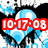 Pixelated blue and black character with red text overlays reading '10-17-08' and 'he's more than perfect' on a white background.