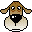Pixelated cartoon sheep with brown head and white wool, showing multiple expressions including closed eyes, open mouth grins, and raised arms against gray background.