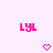 Pixelated pink text 'LYL' and heart symbols on a white background, with one heart changing from solid to outline.