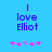 Blue background with purple text reading 'I love Elliot' and five pink/purple star icons below, showing animation changes in the middle star's color.