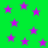 Green background with scattered purple stars, no visible text or motion.