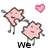 Pixelated pink star-shaped characters with limbs hold hands under a pink heart, with text changing from 'We' to 'Go' to 'Together.'