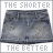 A 48x48 pixel animated contact sheet showing two frames of a denim skirt icon with text "THE SHORTER THE BETTER" in pixelated font above and below the skirt, displayed on a gray background.