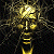 A pixelated golden face with radiating lines on a dark background, next to green text reading "Original Icons .com".
