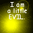 Yellow gradient background with white text reading "I am a little EVIL." and a small glowing yellow circle that moves across the image.