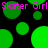 Green circular shapes on black background with repeated pink text "Skater Girl" across top and bottom.