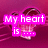 A four- shows a pink heart with text overlays: 'My heart is...' in pink, then 'Always open 4 u' in blue, followed by the heart alone and an empty