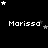 Black background with white pixelated text 'Marissa' repeated across three , surrounded by scattered white and gray stars in a pattern