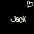 Pixelated white text 'Jack' on black background with white heart symbol above, two identical frames side-by-side.