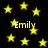 Yellow stars scattered across a black background with the name 'Emily' repeated in yellow text at multiple positions.