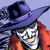 Pixelated buddy icon featuring a character with white face paint, purple hat, and red coat on left side; green background with "Original Icons .com" text on right side.