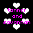 Pixelated white hearts float against a black background with pink text reading 'tanner and savannah' in three