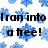 Blue snowflake pattern background with black text reading 'I ran into a tree!', '5 min 18r', and 'OW' in different positions.