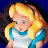 Pixelated cartoon-style icon of a blonde female character with blue eyes wearing a white dress and teal sleeves, set against a dark background.