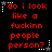 Red pixelated text on black background with white star and dotted line accents, repeating 'do i look like a fuckinn people person?' in three