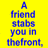 A static image with blue text on a yellow background comparing how friends and boyfriends stab each other.
