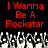 Red pixelated text "I Wanna Be A Rockstar" appears twice on a black background above a of white and gray pixelated hands raised in the air