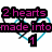 Two interlocked heart outlines in black and cyan, with a text overlay reading '2 hearts made into 1' on the left side.