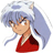 Pixelated anime-style character with light blue hair, brown eyes, and a red garment against white background.