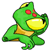 Green pixelated character with red eyes, yellow mouth, and brown accents on chest and limbs in side profile.