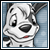 Animated contact sheet of a cartoon dog character with changing facial expressions and text labels across 25 frames on a gray background.