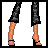 Pixelated of icons featuring partial body images and red text fragments on white backgrounds, with one gray