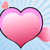 A large pink heart with a black outline dominates the center, flanked by two smaller pink hearts on a light blue pixelated background.