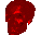 Red skull icon in multiple poses against gray background, showing rotation from side to front views.