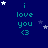 Dark blue background with repeated 'i love you <3' text in cyan, scattered white and purple stars.