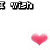 Pixelated text and pink hearts on a white background with a gray rectangle in the bottom right.