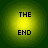 Four identical circular icons arranged in a , each displaying 'THE END' text on a yellow-green gradient background with dark green outer edges