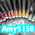 Animated icon with a crown, heart, and lips; text 'AmyS150' in blue box; heart symbols in red and green.