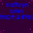 Blue text reading 'Kathryn rules' repeats across a dark purple background with scattered pink dots, forming a static pattern