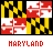 Animated contact sheet showing three frames of a pixelated Maryland state flag icon with